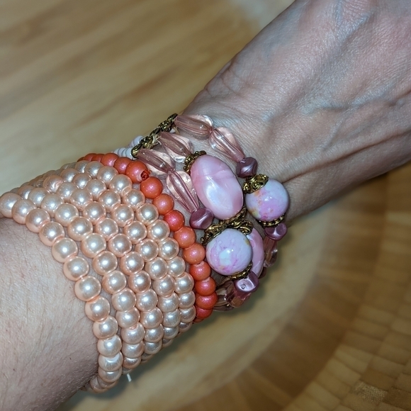 Pink Stone & Bead Bracelets Set - Picture 4 of 16